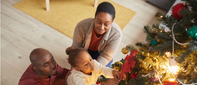 Family preparing for Christmas