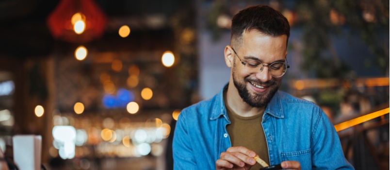 Man using smartphone