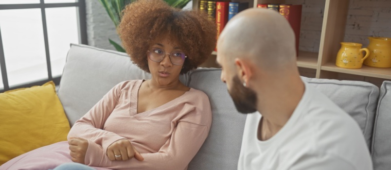 Couple having serious conversation
