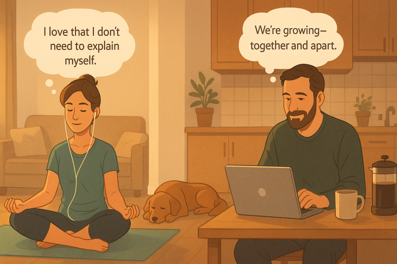 Couple doing individual activity