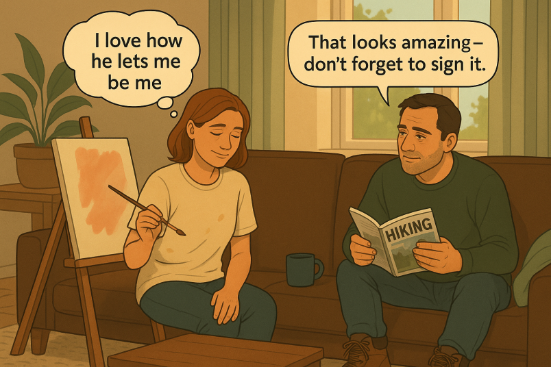 Couple enjoying their hobbies