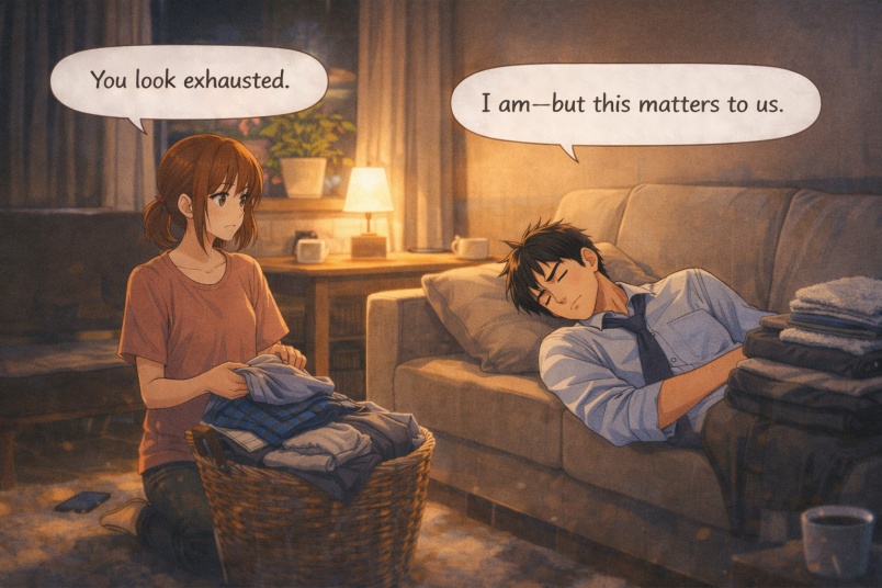 Living room at night