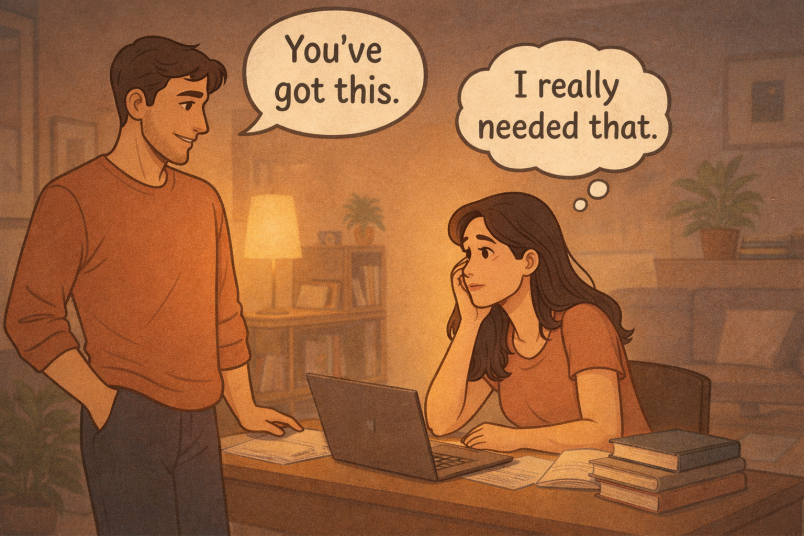 Moment d'encouragement et de soutien