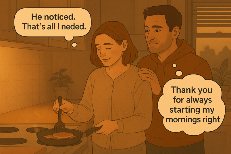 man grateful for his partner