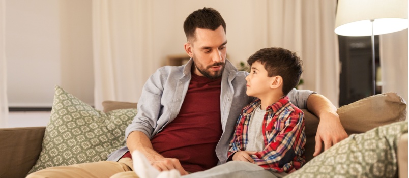 Father talking to son