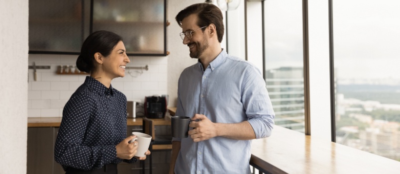 Young couple having coffee