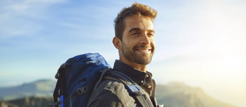Man on hiking journey