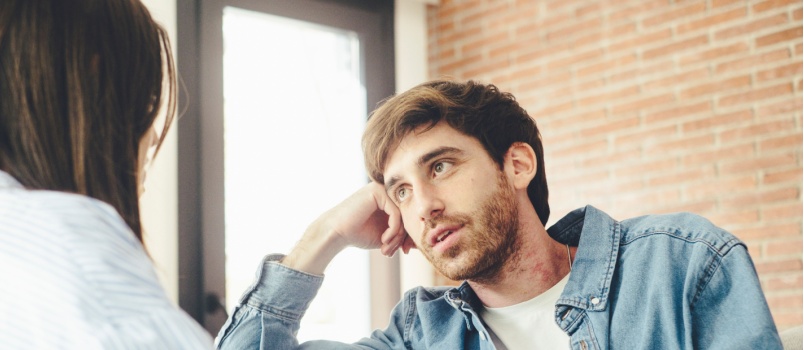 Young couple talking to each other