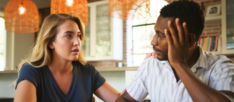 Young couple worried about debt