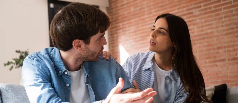 Young couple talking to each other