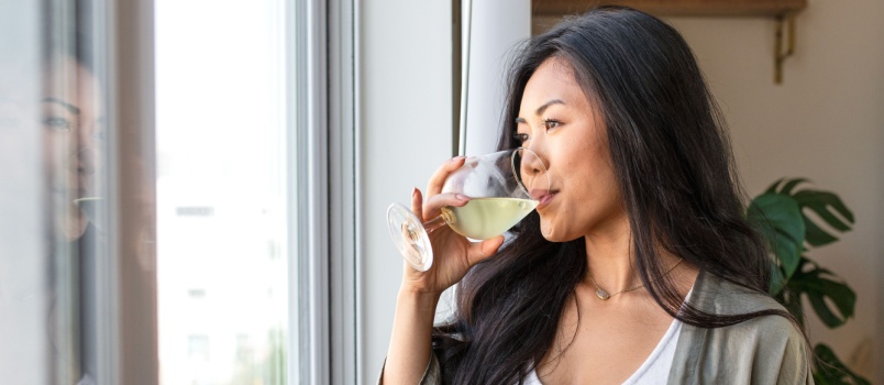 Woman having drink