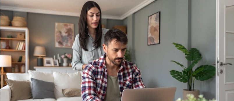 Young supportive wife giving message