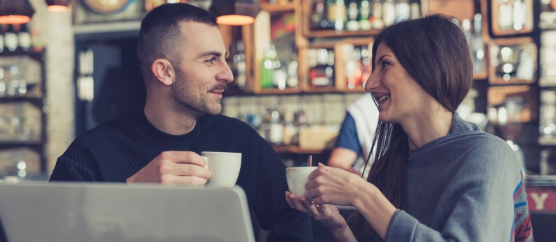 Young couple having coffee