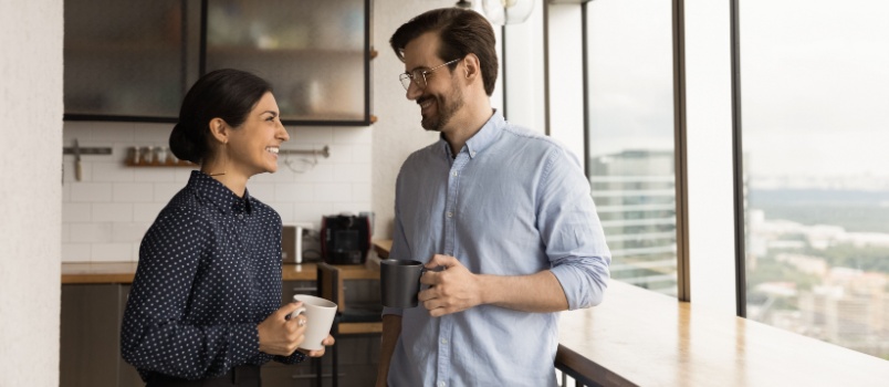 Young couple having coffee