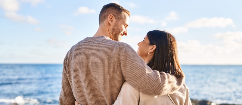 Young couple hugging each other