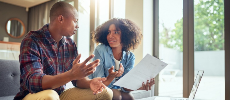 Young couple talking with each other