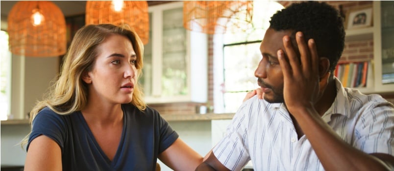 Young worried couple