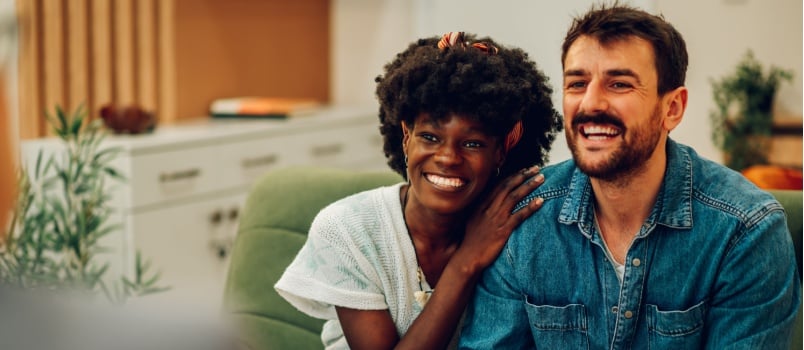 Young couple smiling while therapy