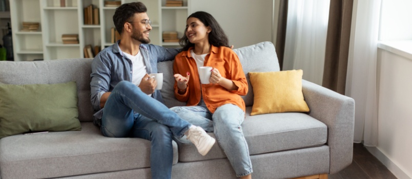 Young couple having coffee
