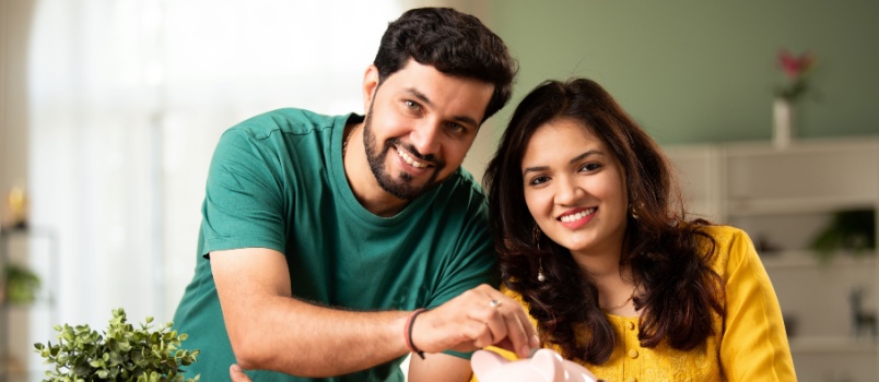 Couple savings money