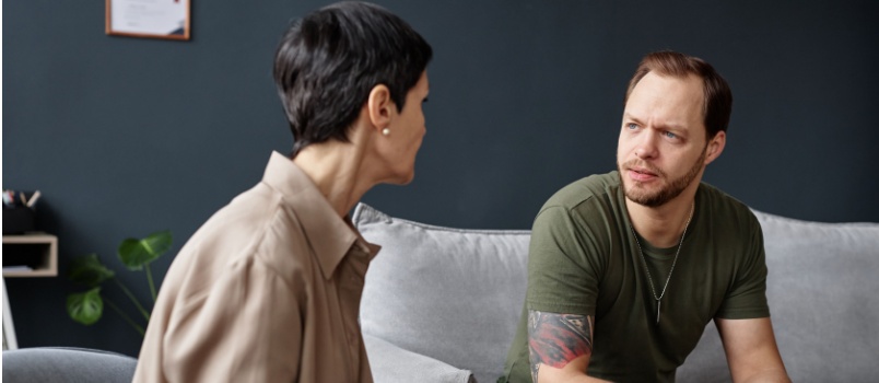 Young couple talking to each other