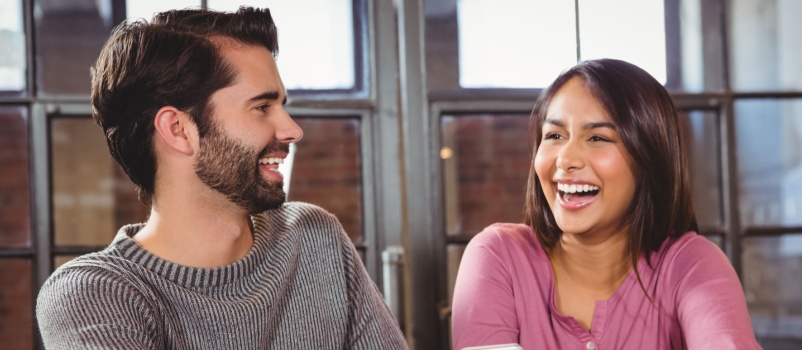 Young couple talking to each other