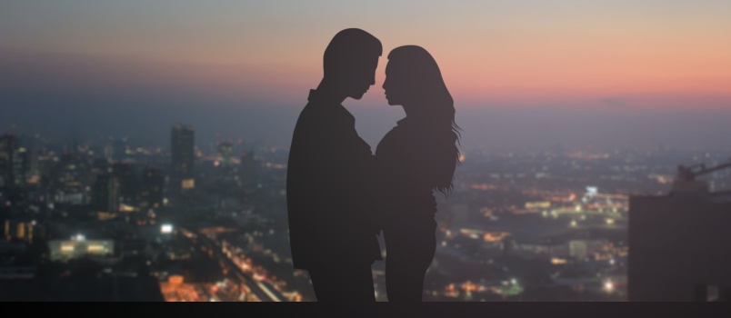 Teen couple having romance