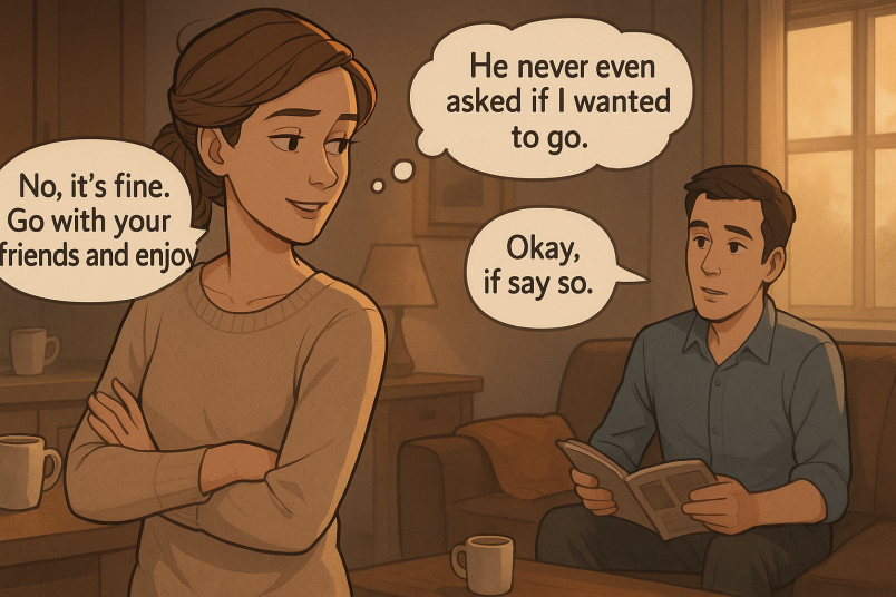 Woman is expecting but not communicating