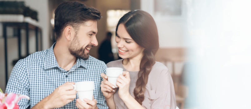 Young couple having coffee