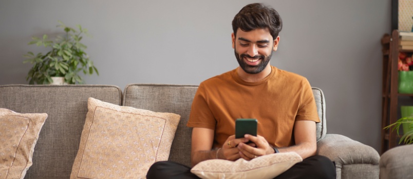 Man using smartphone