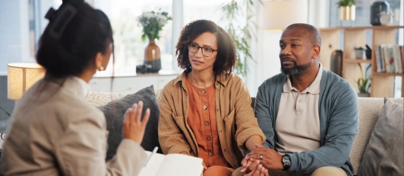 Couple taking therapy session