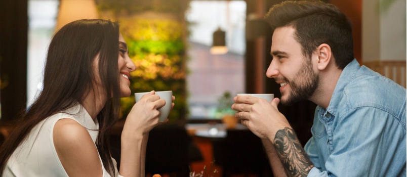 Young couple enjoying coffee drink