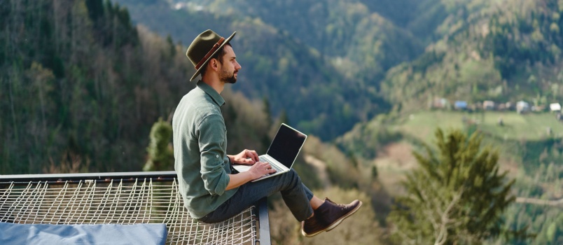 Young freelancer traveler