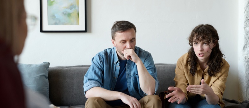 Woman talking about family issues