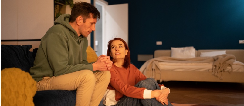 Young couple talking to each other