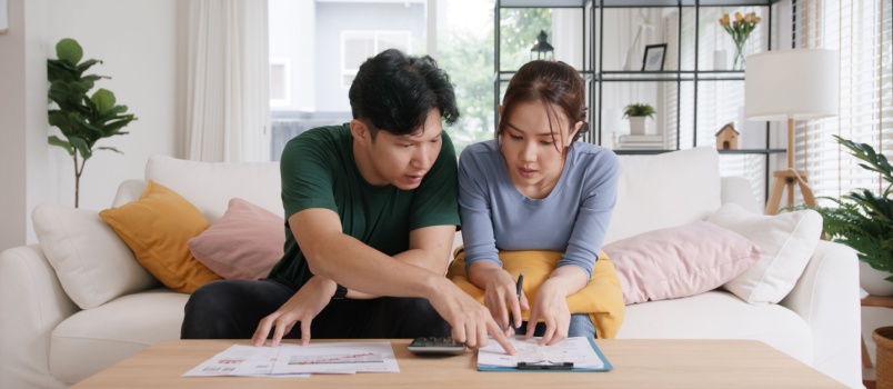 Couple calculating finance