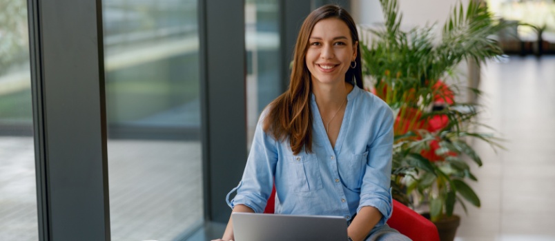 Woman working remotely