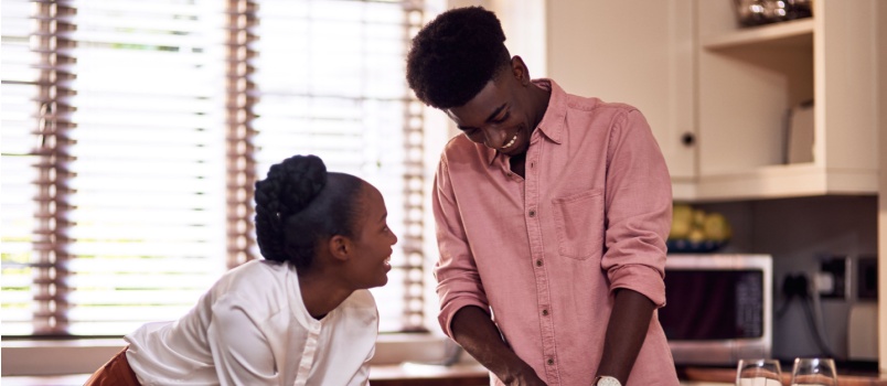 Couple cooking together