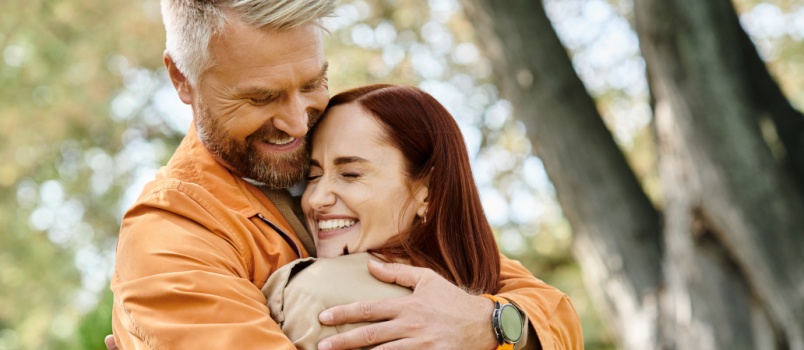 Mature couple hugging each other