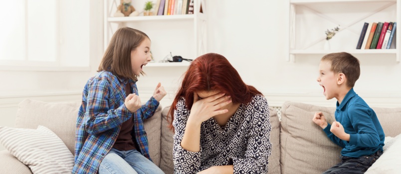 Kids annoying mother