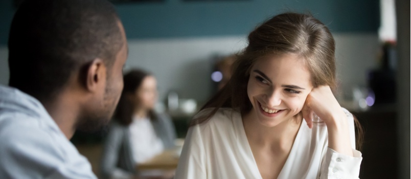 Happy couple flirting with each other