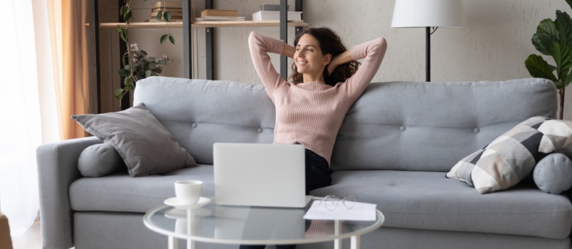Young woman relaxing on couch
