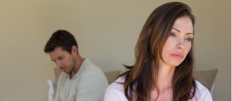 Unhappy couple not talking after argument