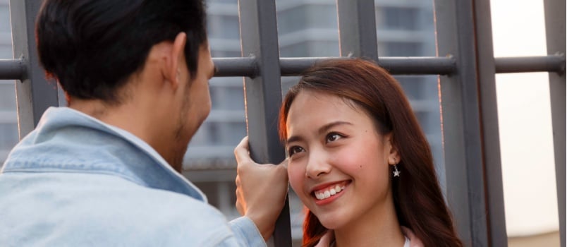 Young couple talking to each other