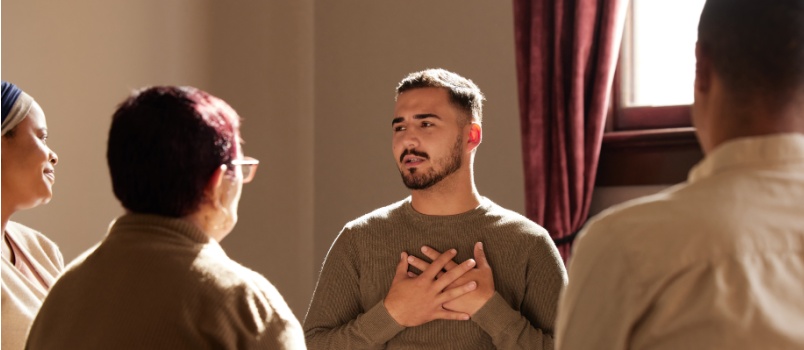 Man taking sharing therapy