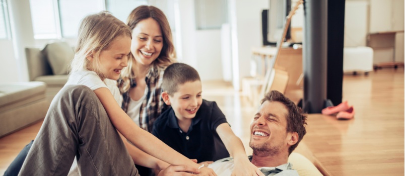 Happy family playing having fun