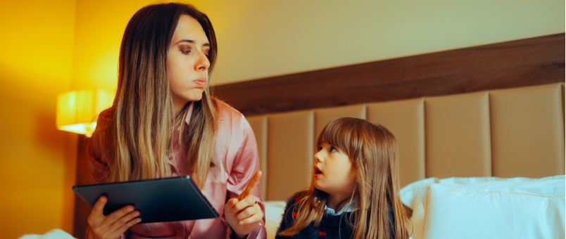 Mom saying no for screen time