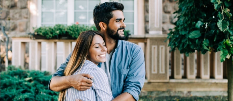 Young couple hugging each other