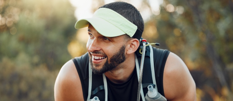 Tired man thinking after running