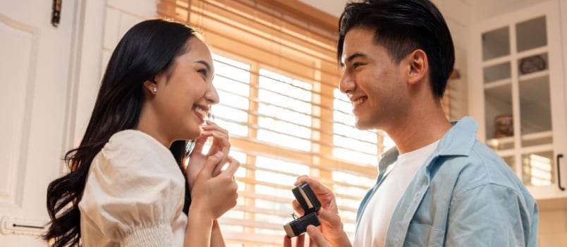 Man proposing woman